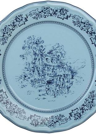 Набор 6 фарфоровых тарелок "heritage toile" ø22см, французская бирюза