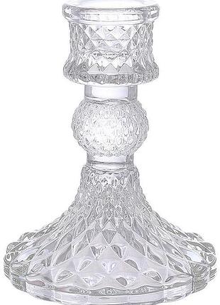 Набір 12 скляних свічників "crystal glass" 10см, прозорий
