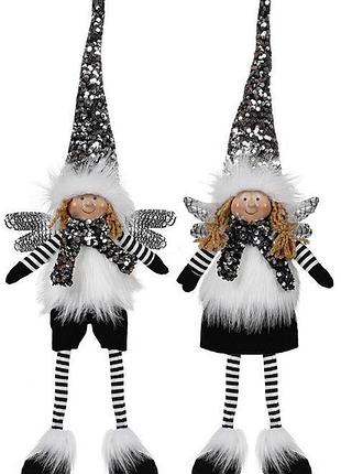 М'яка іграшка янгол black & white 16х10х65см, сидячий, текстильний, сучасний дизайн