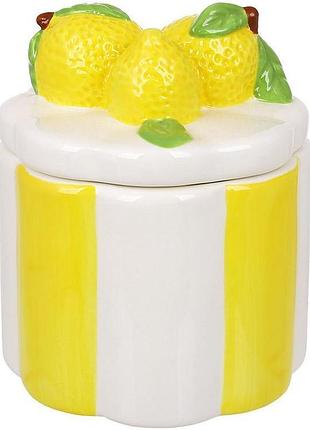 Банка керамическая "lemon" 350мл с крышкой для сыпучих продуктов, хранения круп, сахара, чая
