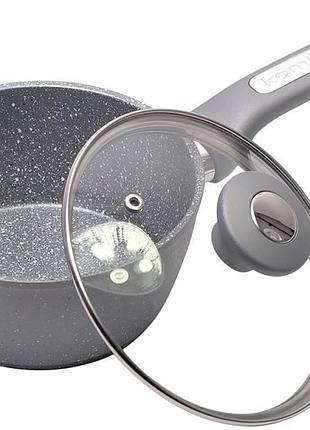 Ковш kamille grey gotland ø18 см, алюминиевый с мраморным покрытием, индукционным дном, бакелитовой ручкой