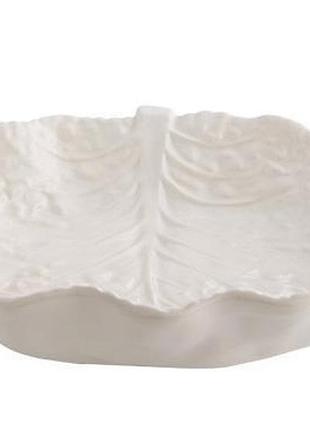Блюдо сервировочное bordallo pinheiro cabbage 35x25 см бежевое, керамическое, ручная роспись