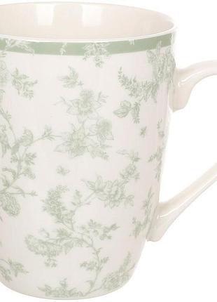 Кухли фарфоровые (чашки чайные) "floral green" 6 кружек 350мл