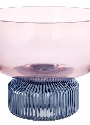 Фруктовница стеклянная ariadne carol ø20x15см розовая с голубым, декоративная ваза для конфет