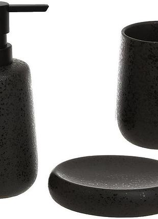 Набір аксесуарів для ванної bright bath black 3 предмети, кераміка, чорний матовий