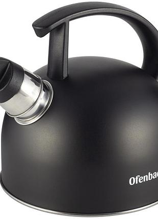 Чайник ofenbach magic kettle 1.5л з нержавіючої сталі, чорний матовий, зі свистком, для всіх плит