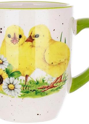 Кружка керамическая "happy easter" цыпленок 340мл, пасхальная, подарок для дома