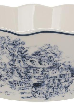 Набір салатників 6 шт. 900мл "heritage toile blue", круглі фарфорові піали з голубим орнаментом, діаметр 18см