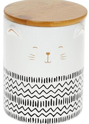 Банка "the cat" для сипучих продуктів 600мл, біла кераміка