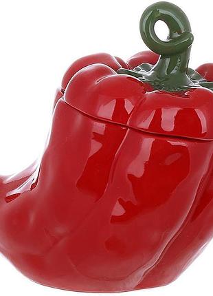 Банка керамічна "pepper" 600 мл червоний перець, декоративна ємність для сипучих продуктів з кришкою
