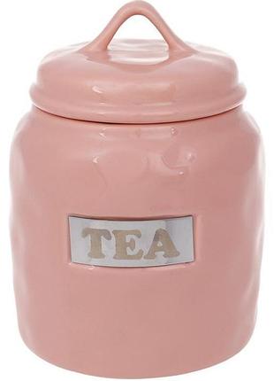 Банка для сахара necollie "tea" 900мл розовая фарфоровая емкость для хранения сыпучих продуктов