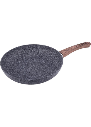 Сковорода kamille grey marble ø28см индукционная с антипригарным покрытием, серая, с деревянной ручкой