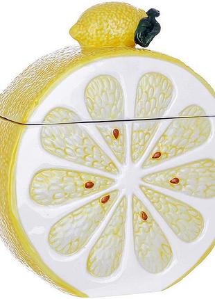 Банка керамическая "lemon" 900мл для сыпучих продуктов, желтый лимон, 17х7х20см