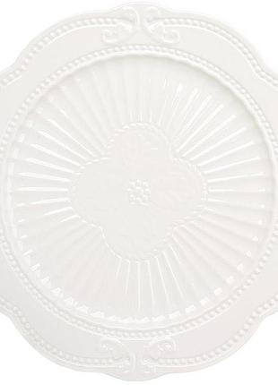 Набор 2 фарфоровых подставных (ободных) тарелок "elegance white" ø30.5см с объемным орнаментом