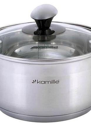 Каструля kamille groringen 4.5 л з нержавіючої сталі, 22 см, з 5-шаровим індукційним дном та кришкою