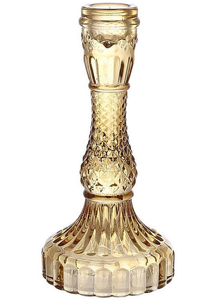 Набір 12 скляних свічників "crystal glass" 17см, бурштиновий