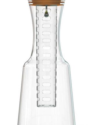 Графин zestglass 1100 мл для напитков, лимонада, вина с контейнером для фруктов (оранжевая крышка)