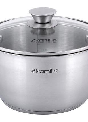 Каструля kamille gladys 1.5л з нержавіючої сталі, з мірною шкалою