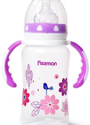 Бутылочка детская для кормления fissman babies "цветочки" 300мл с ручками