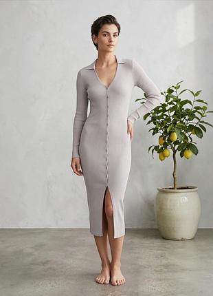 Жіноча трикотажна сукня-міді в рубчик h&m