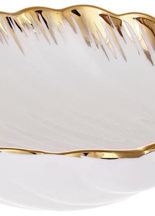 Салатники порцелянові gold luxury "золотий лист", набір 2 салатники 20x17см