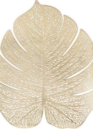 Набор 4 сервировочных коврика margrese monstera gold 32х38см, плейсмат (подтарники)