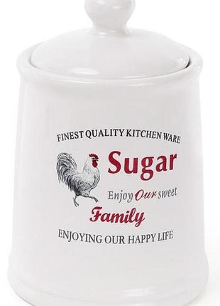 Банка керамическая "тоскана" family sugar 800 мл для сахара и круп, белая с декором