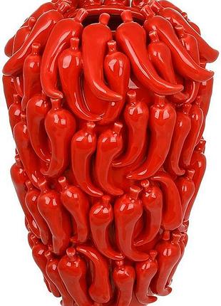 Ваза фарфоровая декоративная "chili pepper" ø21х35см, красная с рельефным декором