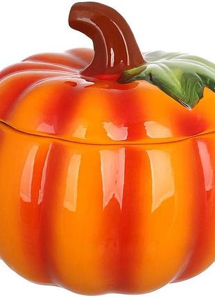 Банка керамическая "спелый тыква" 1000 мл для сыпучих продуктов, круп, сахара, с крышкой