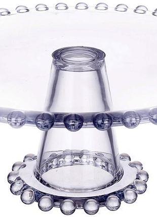 Блюдо для торта "bauble glass" скляне на ніжці ø21 см, декороване