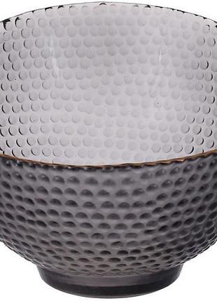 Салатник стеклянный "bauble" ø17х12см серый-дымчатый с золотой окантовкой