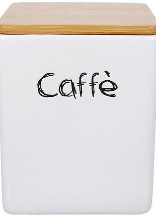 Банка керамическая "caffe" 440мл с бамбуковой крышкой, серая