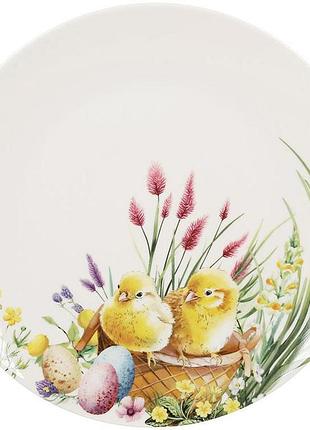 Набір фарфорових тарілок "easter melody" 6 шт., ø27см, з курчатами, великодній декор