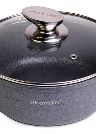 Кастрюля kamille landes grey 6.5л с литыми алюминиевыми ручками