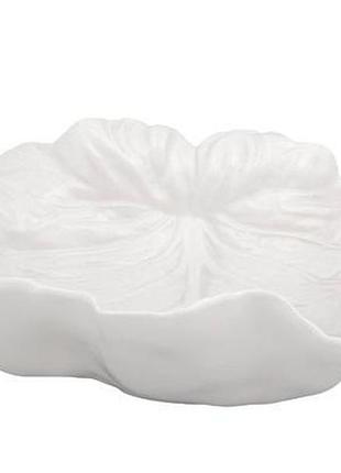 Блюдо овальне bordallo pinheiro cabbage 26x25см, керамічне, бежеве, ручний розпис
