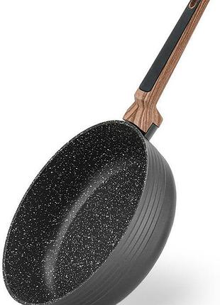 Сковорода глибока fissman diamond grey ø24 см, литий алюміній, 5-шарове антипригарне покриття greblon c3, чорна