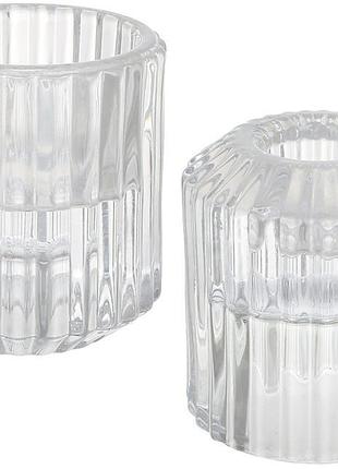 Набор стеклянных подсвечников crystal glass двусторонний для тонких (ø23мм) и чайных (ø43мм) свечей 5.5х6см, 12 шт