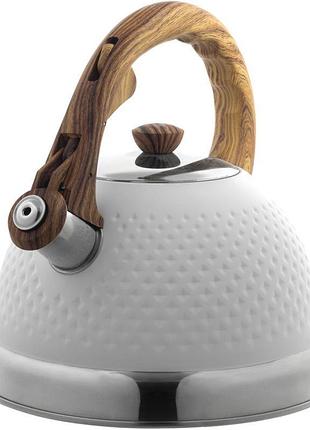 Чайник ofenbach whistling kettle white 2.7л нержавеющая сталь со свистком, белый, бакелитовая ручка soft-touch