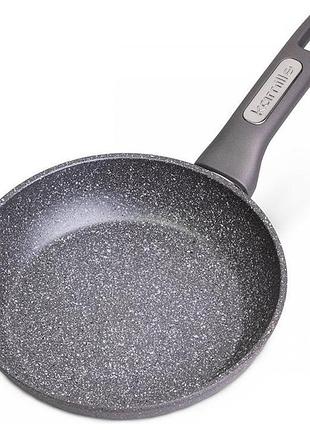Сковорода kamille granite 28 см с крышкой, антипригарная, из литого алюминия, многослойное дно, бакелитовая ручка