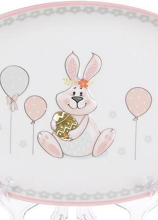 Блюдо керамическое овальное "веселый кролик" 29 см для сервировки, праздничного стола, подарка