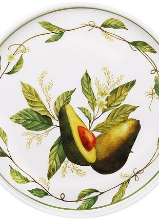 Набор 6 фарфоровых десертных тарелок avocado garden ø20см, зеленые, с принтом