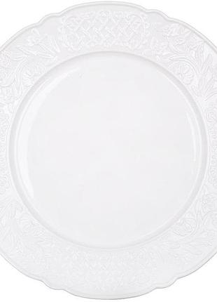 Набор 4 фарфоровых ободных тарелок "lace garden" ø25.5см с объемным орнаментом