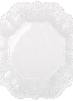 Набор 2 фарфоровых десертных тарелка "fleur blanche" ø22см с объемным орнаментом