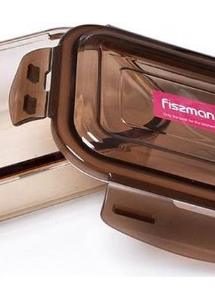 Контейнер для еды fisman luxor 640мл стеклянный, 17х12х5см, с крышкой, коричневый