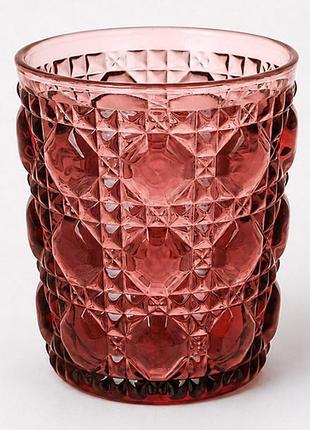 Набір 6 склянок "ruby geometry" 300мл, рубіново-червоний, скляні