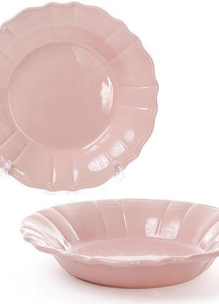 Набір глибоких тарілок 6 шт leeds ceramics sun ø23см, каменна кераміка, рожеві