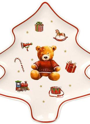 Блюдо фарфорове сервірувальне "my bear" ялинка 23.5х21.5см в подарунковій коробці