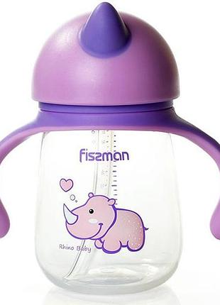 Пляшка дитяча fissman babies "носоріг" 260мл з ручками