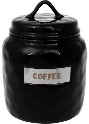 Банка для сахара necollie "coffee" 1500мл черная фарфоровая