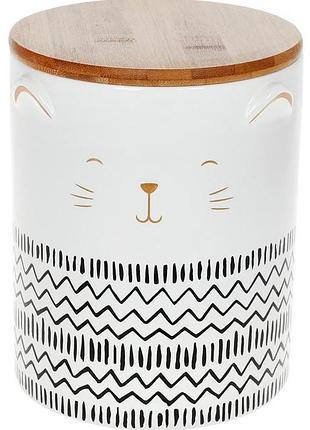 Банка "the cat" для сипучих продуктів 1200мл, біла кераміка